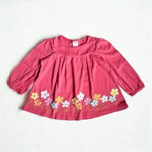 VTG 2007 Gymboree Pink Floral Appliqué Cottagecore Tunic Top Toddler Girls 3T